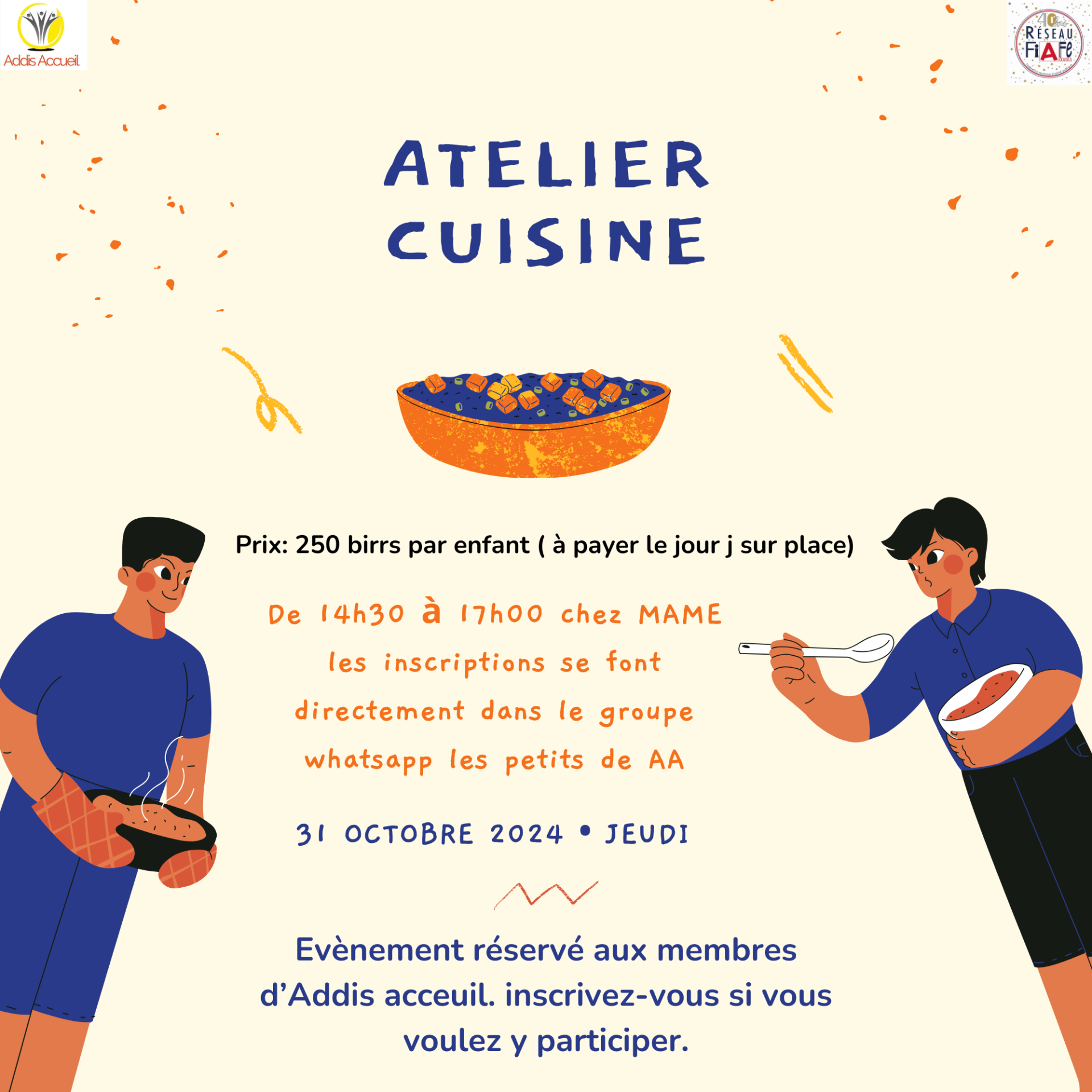 Atelier culinaire pour Les petits AA